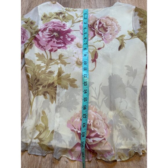 Y2K ICE Floral Silk Fairy Blouse Top By Ice S - Picture 5 of 6